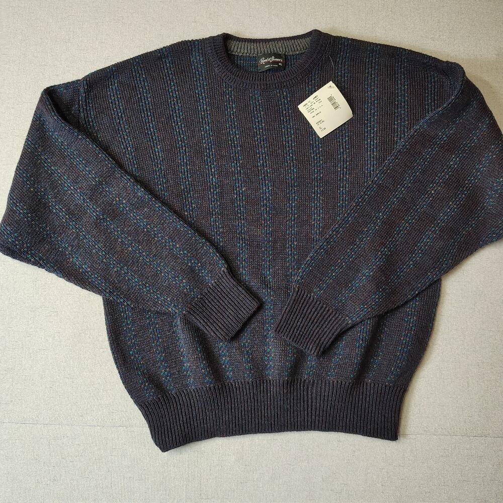 Vintage Reed St James Sweater XL NWT USA 90s Grandpa Speckled Knit Pullover